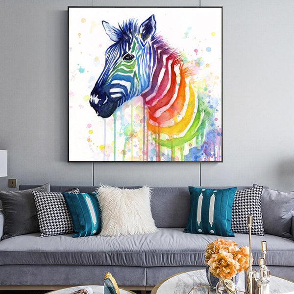 Canvas - Rainbow Zebra